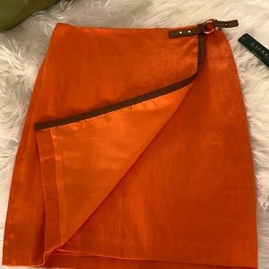 Brand new with tag 100% linen Ralph Lauren skirt. Adjustable to sizes 4- 8.